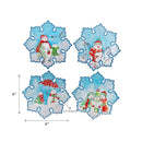 Snowflake Shape Ceramic Trivet Snowman - Set of 4