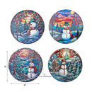Round Ceramic Trivet Snowman - Set of 4