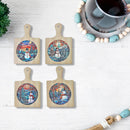 Paddle Shape Ceramic Trivet Snowman - Set of 4