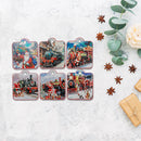 7" Square Embossed Ceramic Trivet (Train) (Asstd) - Set of 6