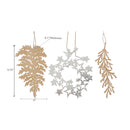 Metal Hanging Ornament (Fern Leaf/ Stars/ Sprig) (Asstd) - Set of 6