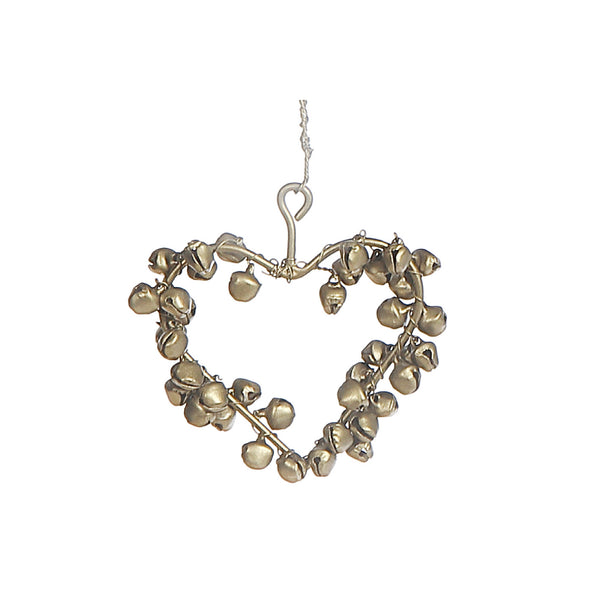 Metal Hanging Ornament Bell Heart - Set of 4