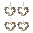 Metal Hanging Ornament Bell Heart - Set of 4