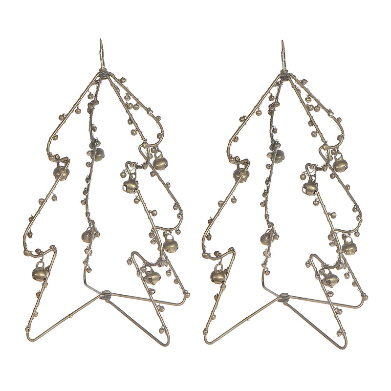 Folding Metal Christmas Tree Décor - Set of 2