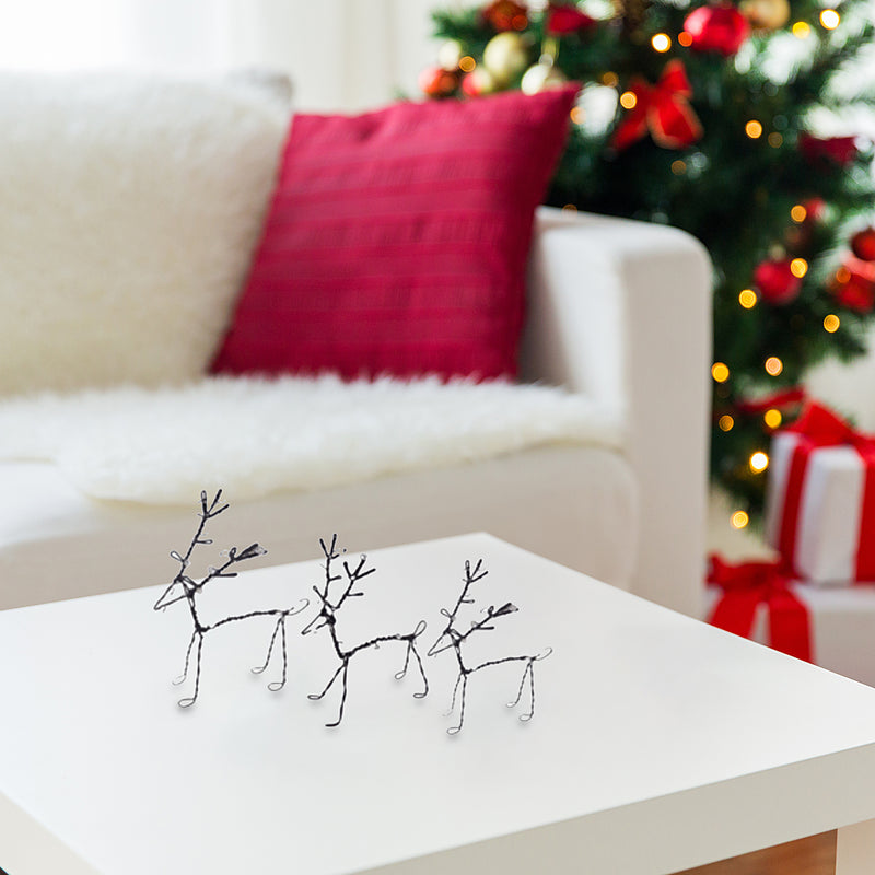 Beaded Metal Reindeer Décor (3Pc Set)