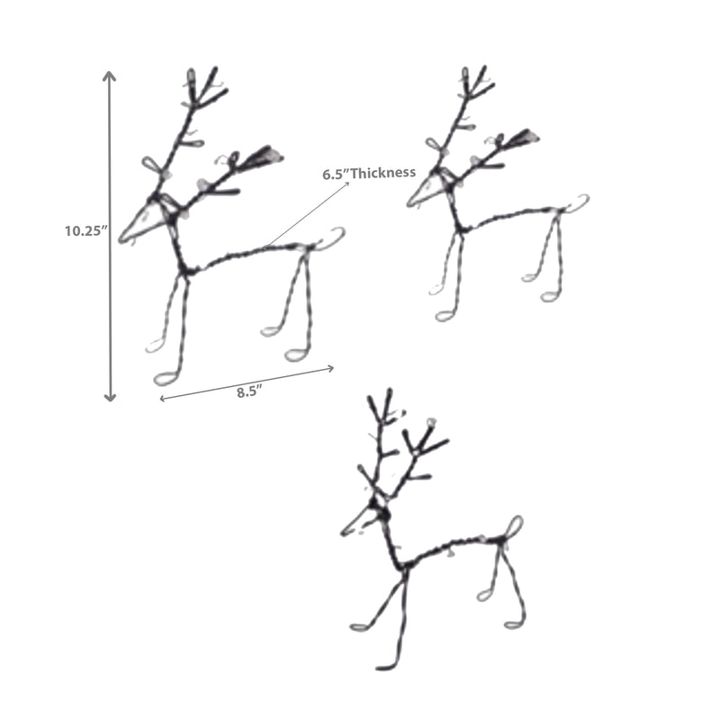 Beaded Metal Reindeer Décor (3Pc Set)