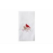 Embroidered White Waffle Kitchen Towel Double Cardinal, Christmas, Kitchen Towel, Holiday Decor- Set of 6