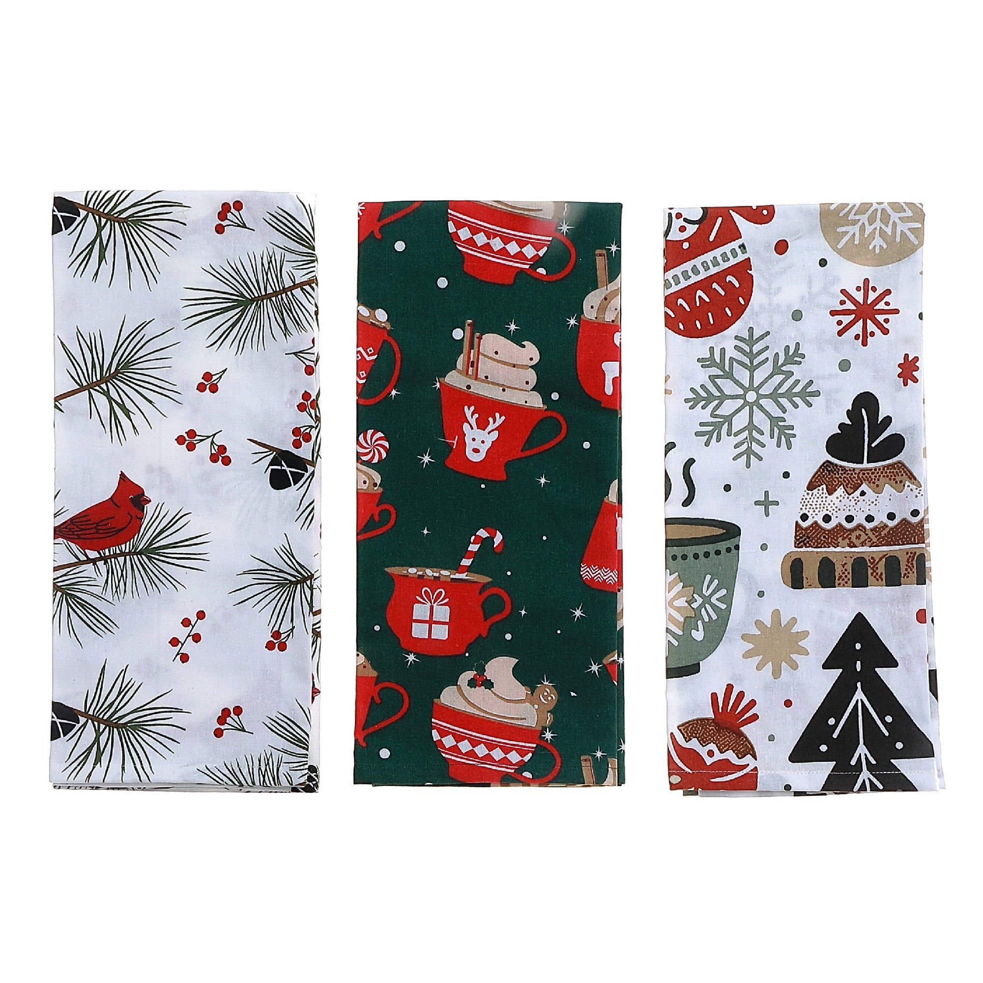 Printed Christmas Kitchen Towel Set of 6 – Holiday Kitchen Linens, Festive Cooking & Baking Accessory, Christmas Decor
