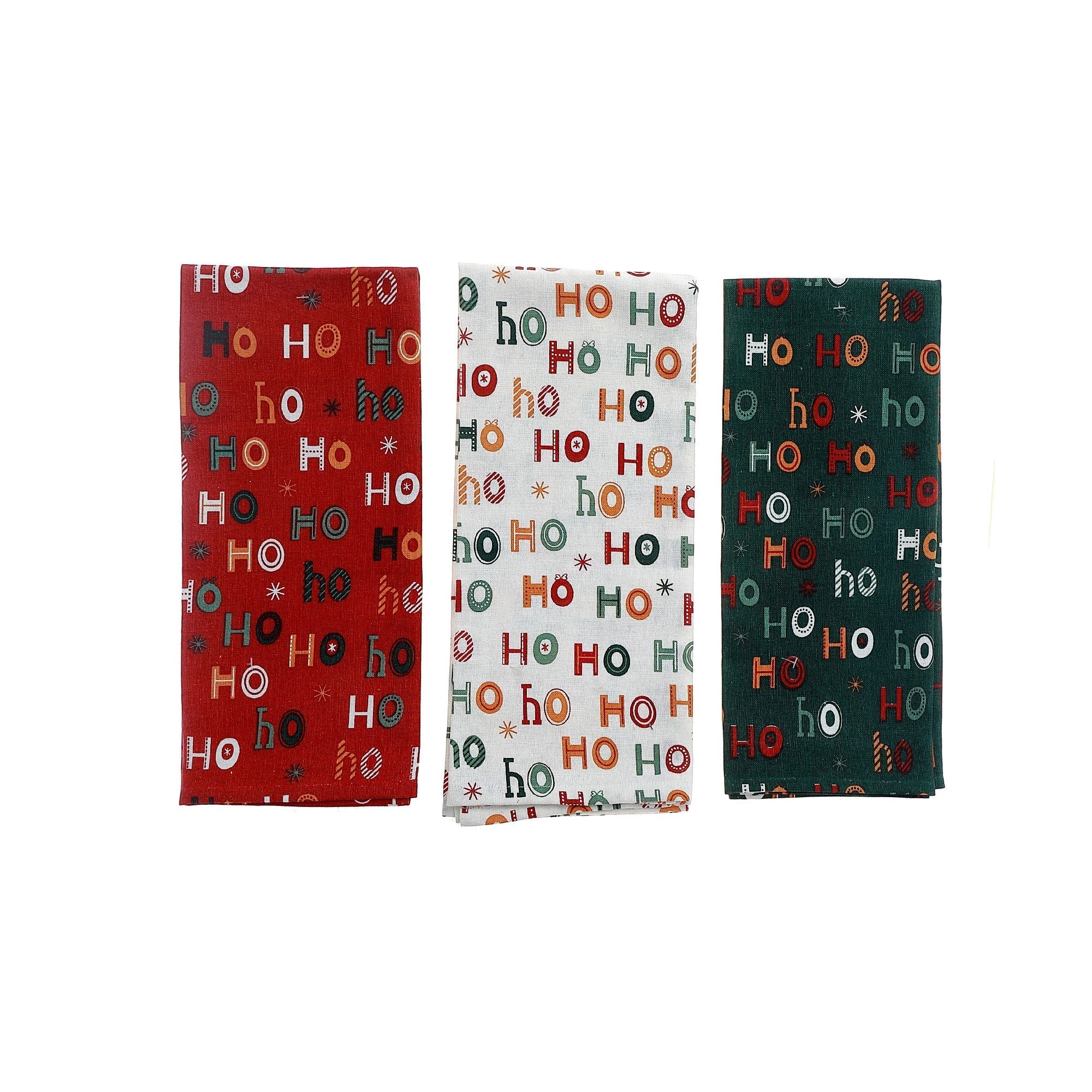 Hohoho Kitchen Towel Set of 3 – Christmas Kitchen Linens, Holiday Cooking & Baking Accent, Festive Dish Towels