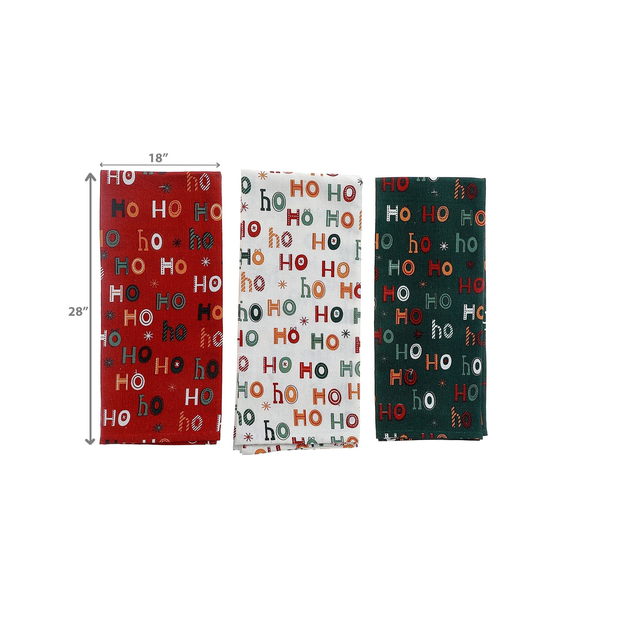 Hohoho Kitchen Towel Set of 3 – Christmas Kitchen Linens, Holiday Cooking & Baking Accent, Festive Dish Towels