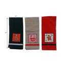 Embedded Holiday Print On Solid Cotton Kitchen Towel (Asstd) - Set of 3