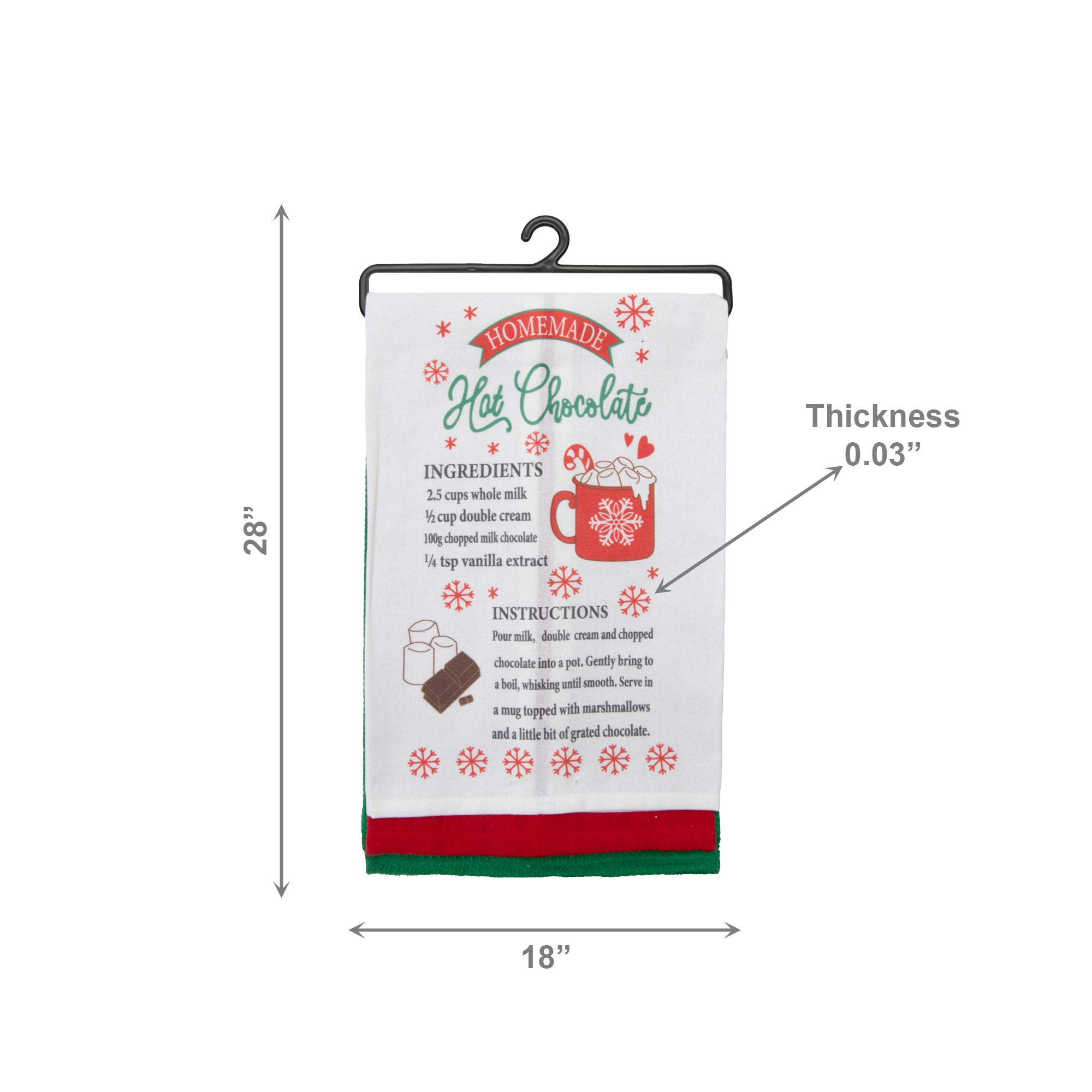 Kitchen Towel Set of 3 Piece Hot Chocolate/Solid/Waffle, Christmas, Kitchen Towel, Holiday Decor