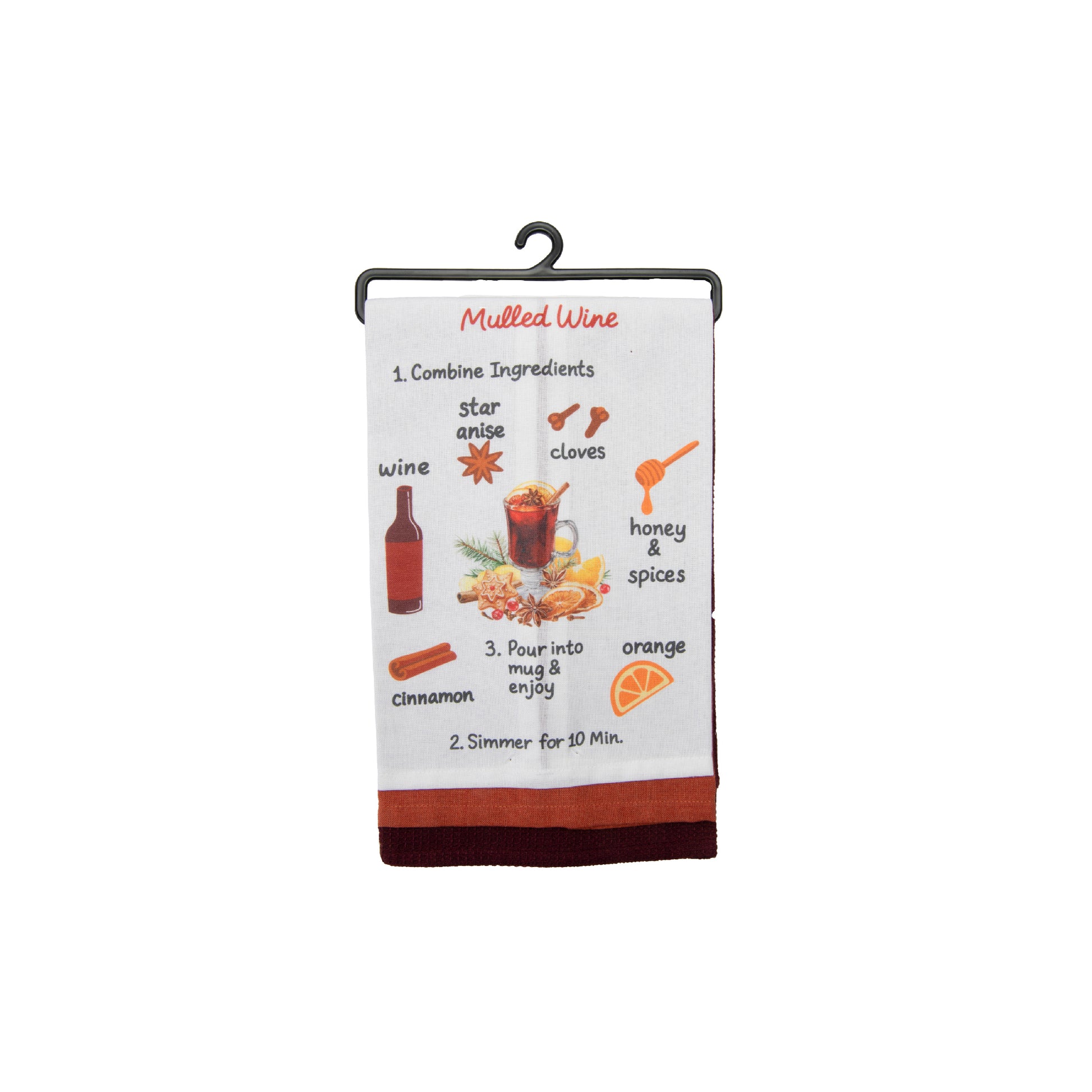 Kitchen Towel Set of 3 Piece Mulled Wine/Solid/Waffle, Kitchen Towel, Holiday Decor