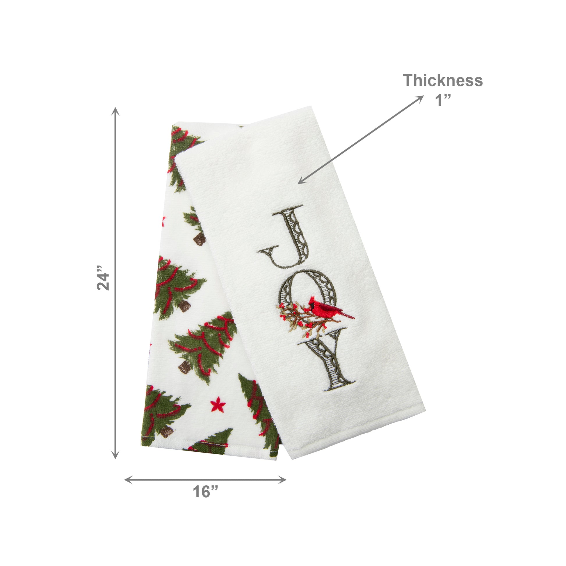Embroidery Hand Towel Set of 2 Joy, Kitchen Towel, Holiday Decor