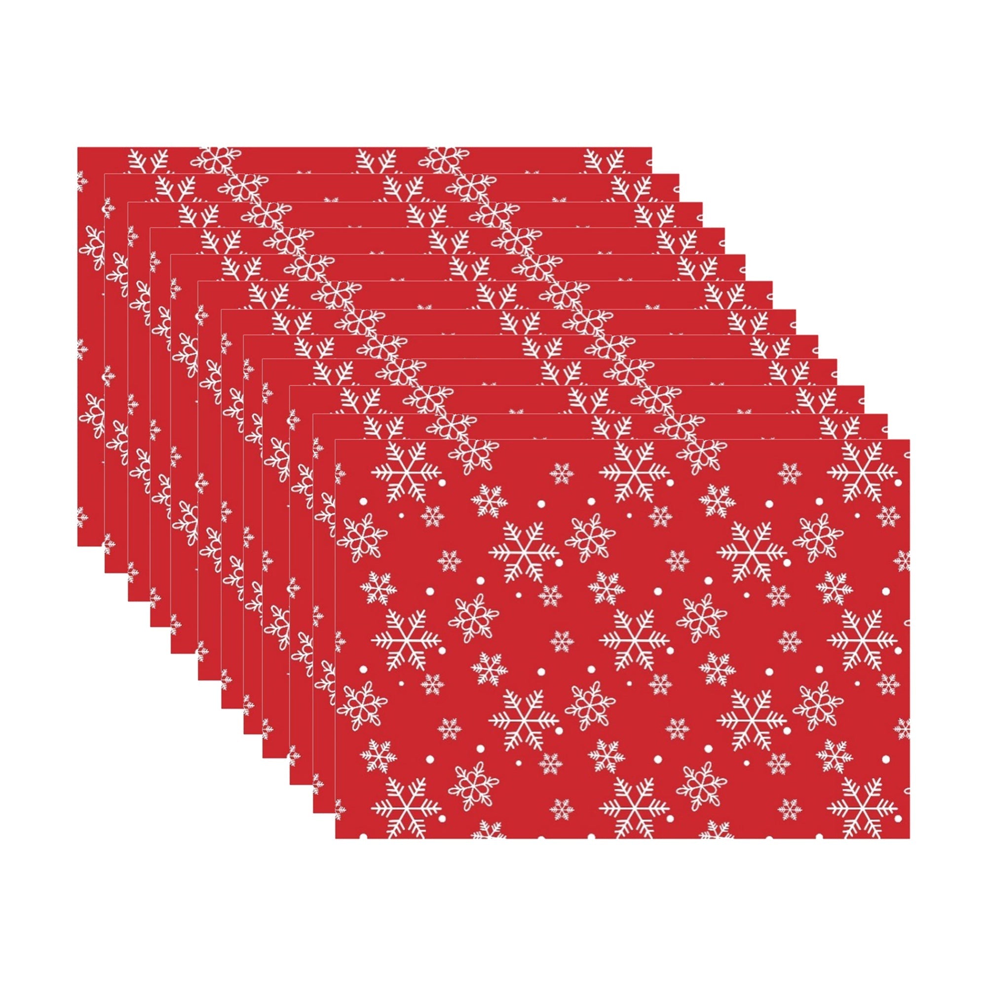 Cotton Placemat Set of 12 Snowflakes – Christmas Table Decor, Holiday Dining Accent, Winter Seasonal Decoration