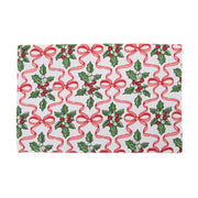 Cotton Placemat Holly & Bows, Christmas, Placemat, Holiday Decor- Set of 12