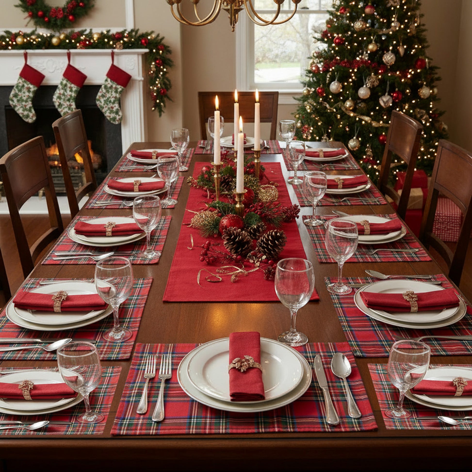 Cotton Placemat Classic Tartan, Placemat, Holiday Decor- Set of 12