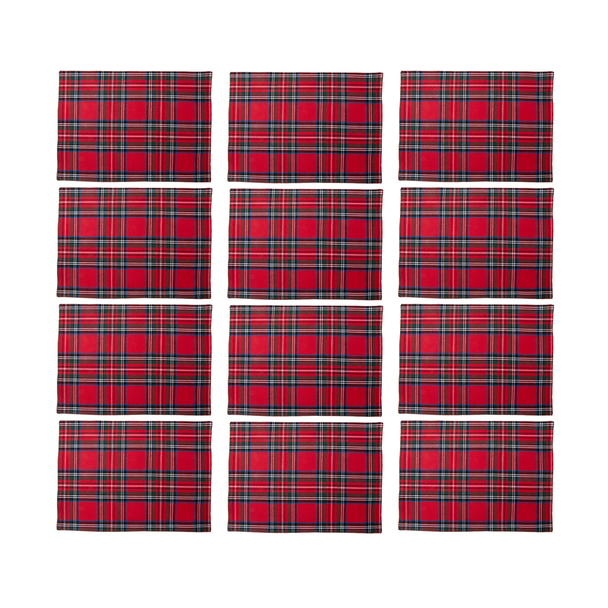 Cotton Placemat Classic Tartan, Placemat, Holiday Decor- Set of 12