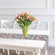 Cotton Table Runner Set of 2 54" Mistletoe Poinsettia – Christmas Table Decor, Holiday Dining Accent, Winter Seasonal Decoration