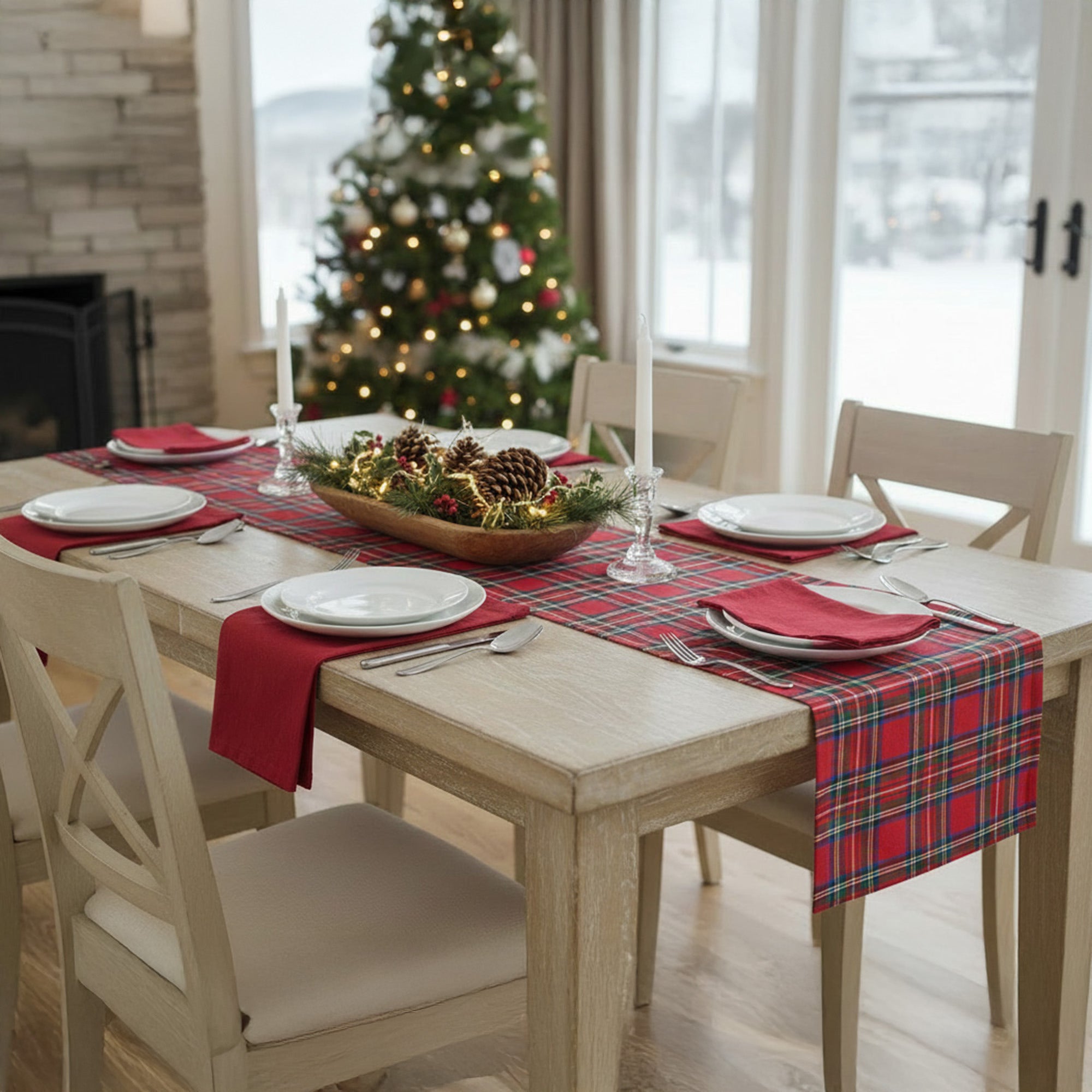 Cotton Table Runner 54" Classic Tartan, Table Runner, Holiday Decor