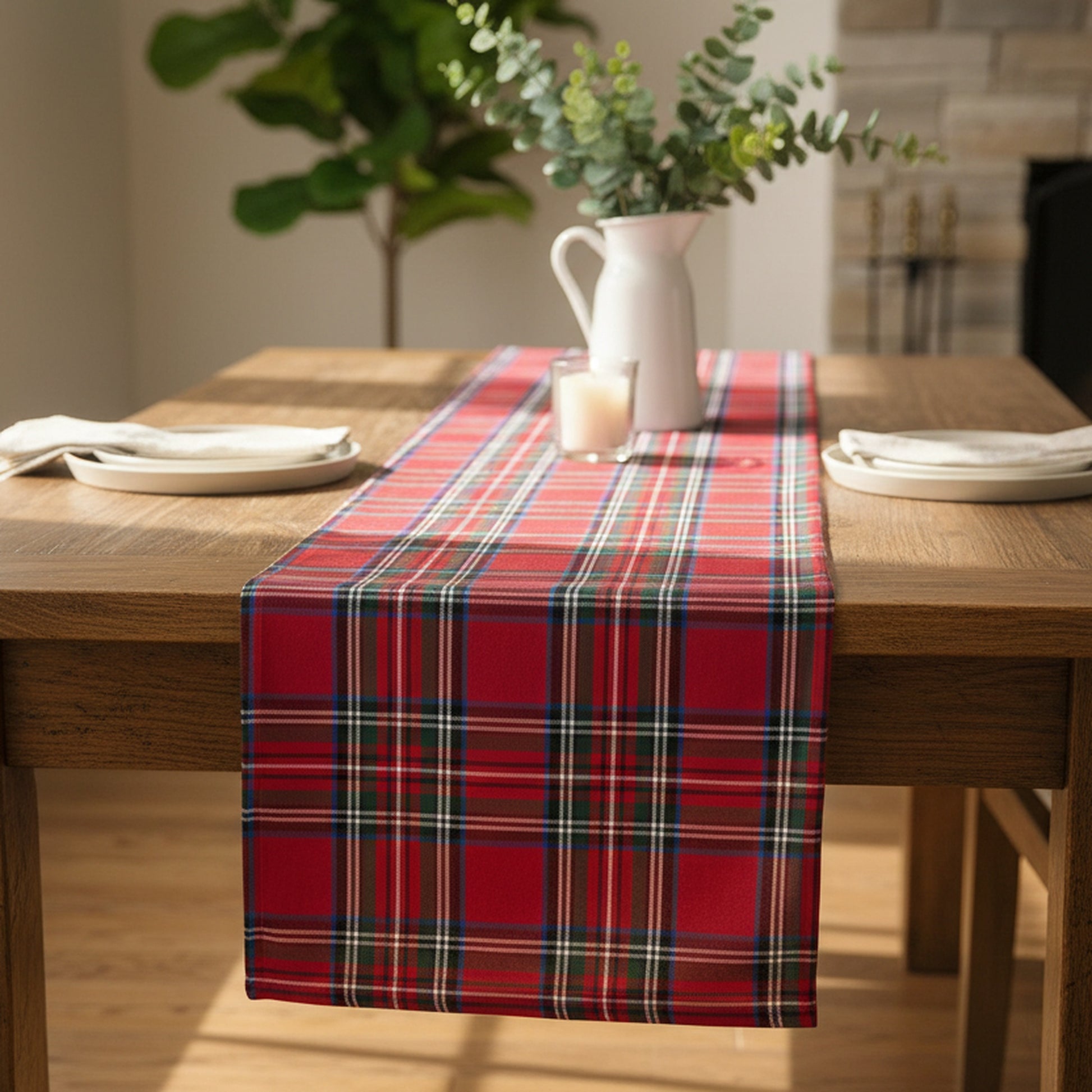 Cotton Table Runner 54" Classic Tartan, Table Runner, Holiday Decor
