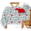 Cotton Table Cloth (52" X 72") (Mistletoe Poinsettia)