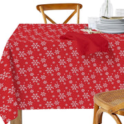Cotton Tablecloth 52"x72" Snowflakes – Christmas Dining Decor, Holiday Table Cover, Winter Seasonal Accent