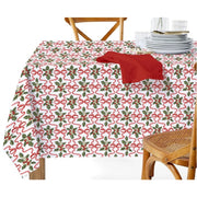 Cotton Table Cloth 52" X 72" Holly & Bows, Christmas, Holiday Decor
