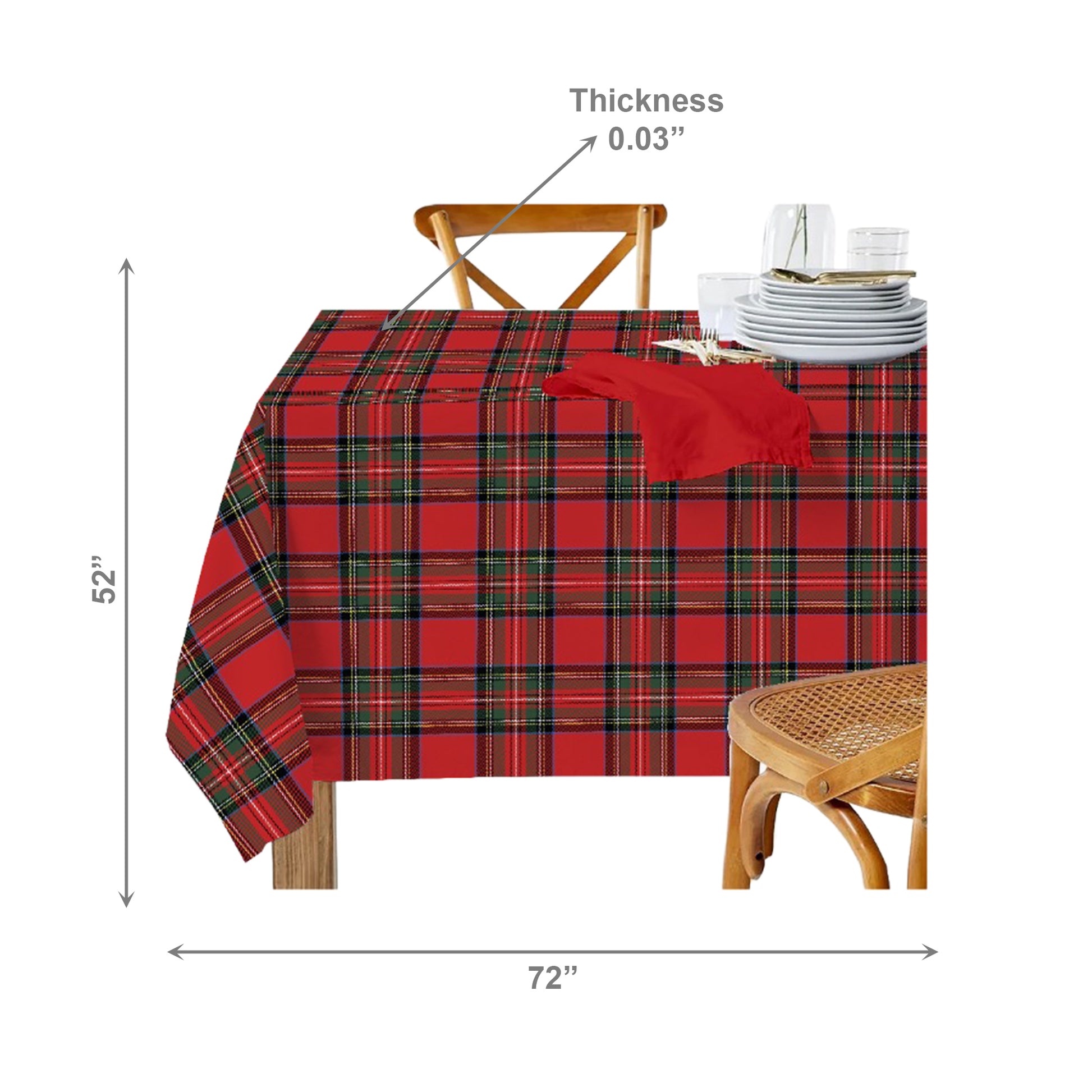 Cotton Table Cloth 52" X 72" Classic Tartan, Holiday Decor
