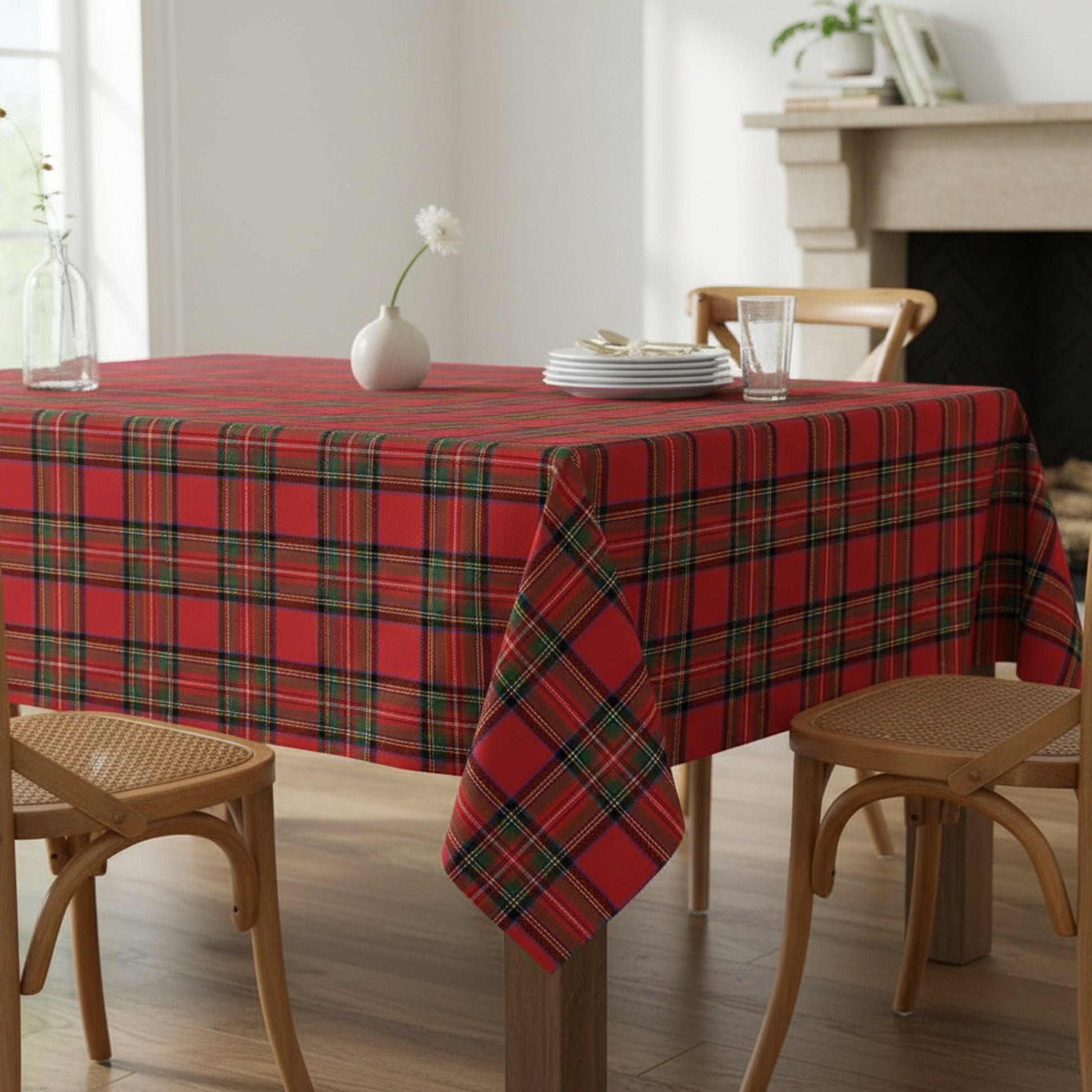 Cotton Table Cloth 52" X 72" Classic Tartan, Holiday Decor