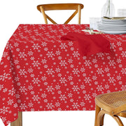 Cotton Tablecloth 60"x90" Snowflakes – Christmas Dining Decor, Holiday Table Cover, Winter Seasonal Accent