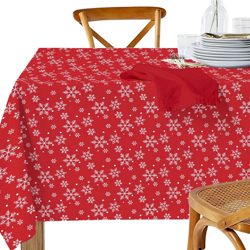 Cotton Table Cloth (60" X 90") (Snowflakes)