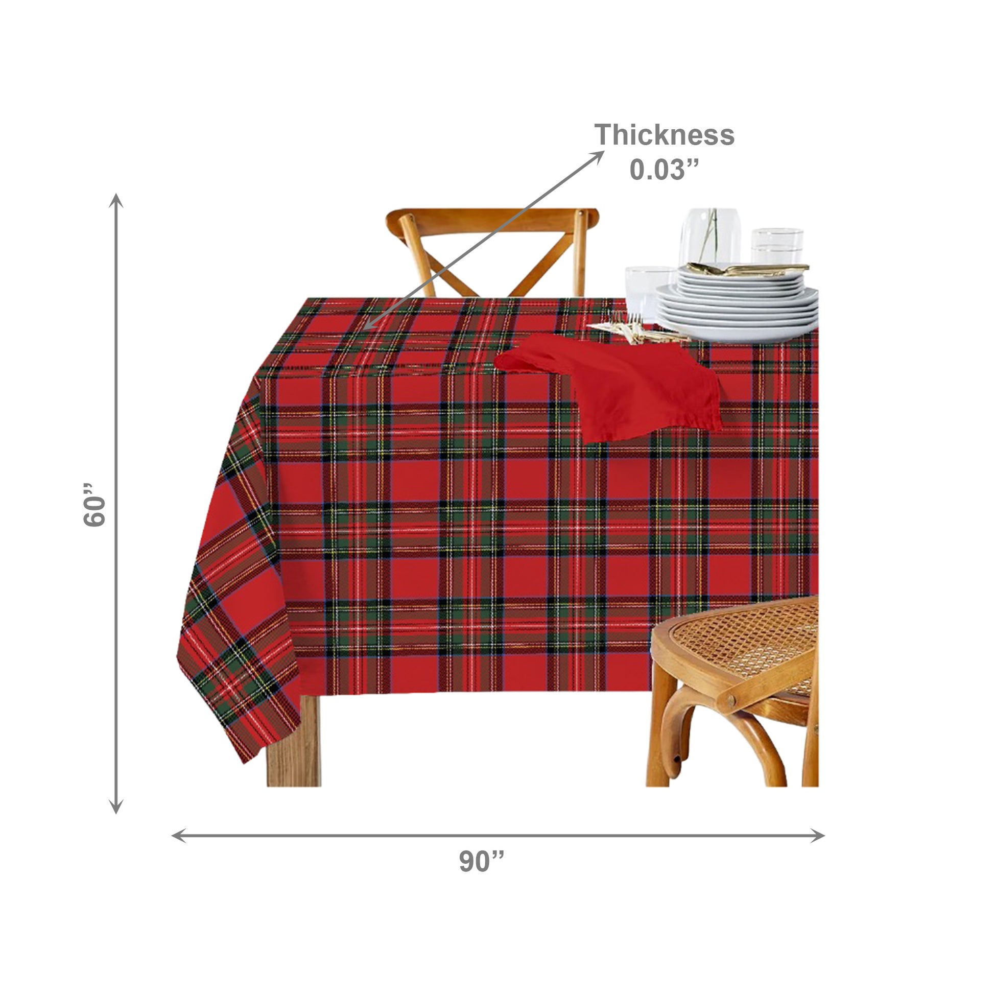 Cotton Table Cloth 60" X 90" Classic Tartan, Holiday Decor
