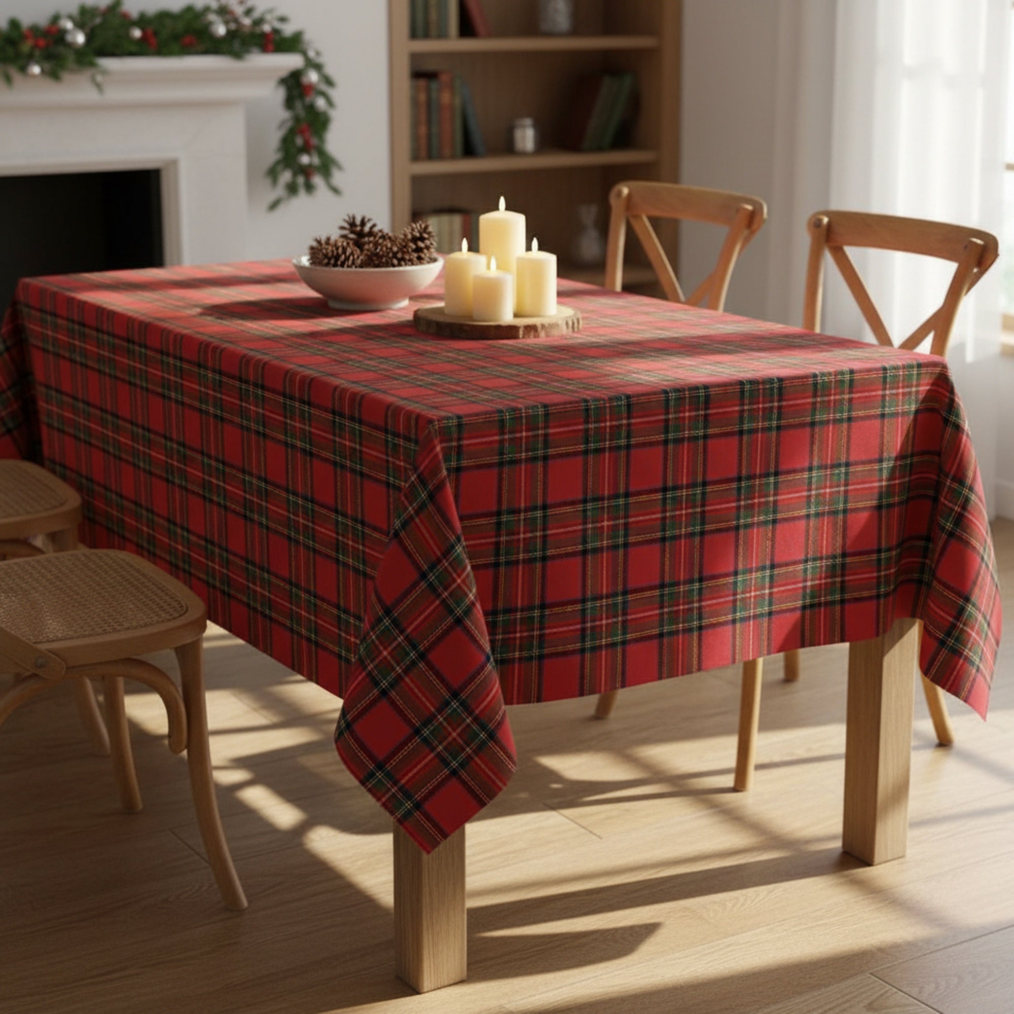 Cotton Table Cloth 60" X 90" Classic Tartan, Holiday Decor