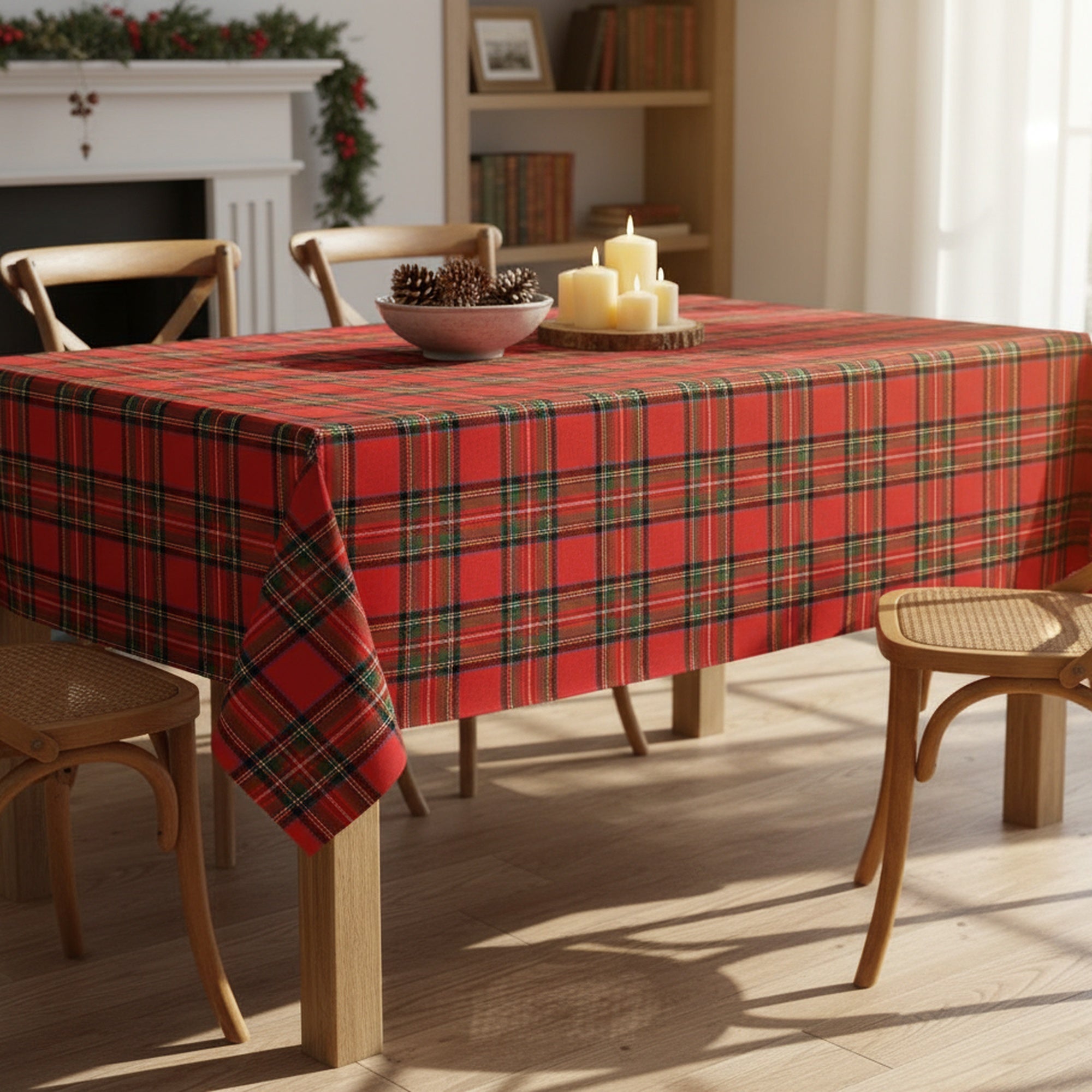 Cotton Table Cloth 60" X 90" Classic Tartan, Holiday Decor