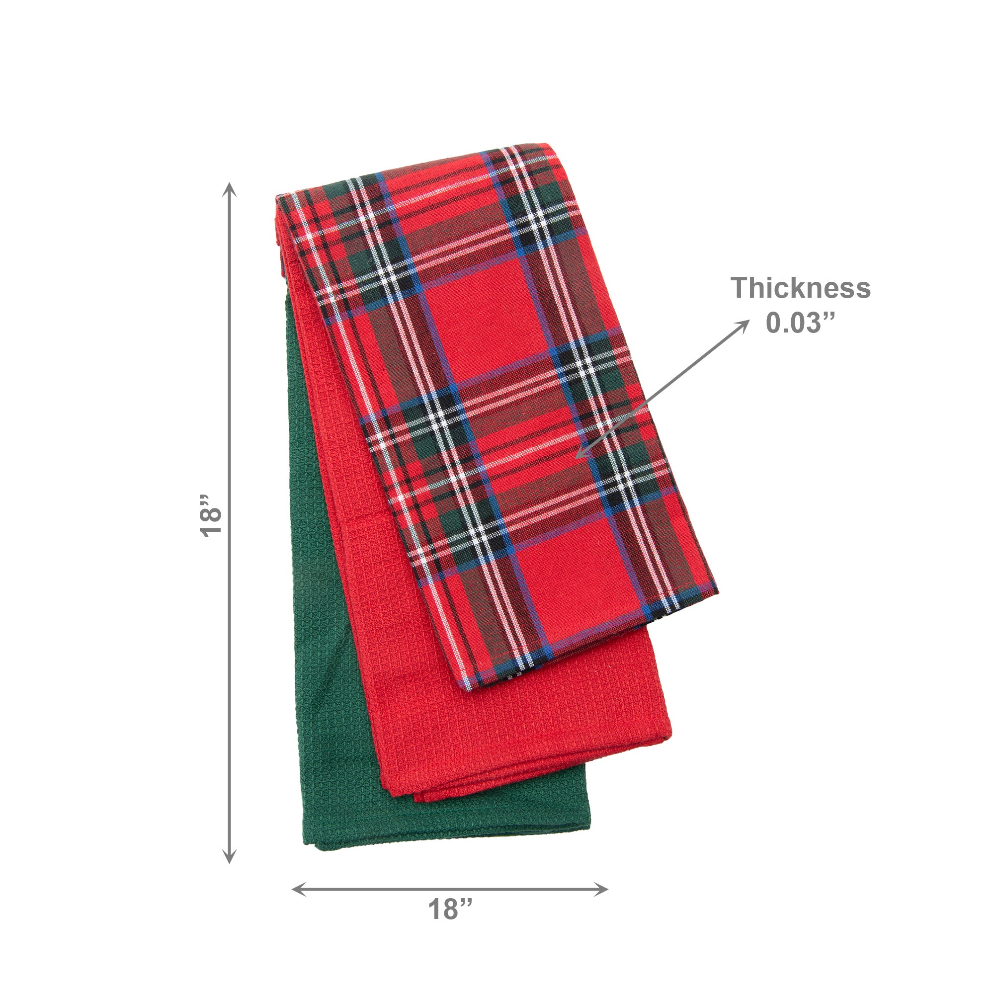 Kitchen Towel Set of 3 Piece Classic Tartan, Kitchen Towel, Holiday Decor- Set of 2