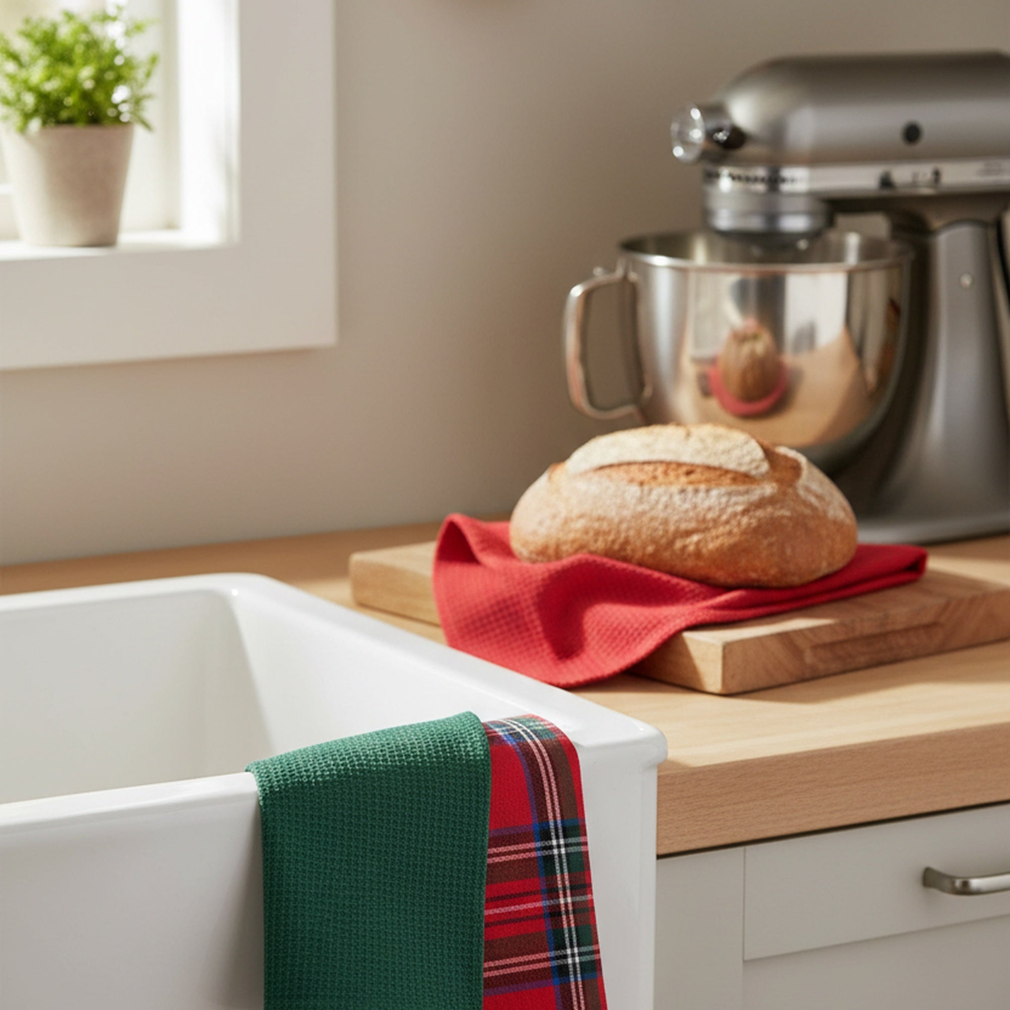 Kitchen Towel Set of 3 Piece Classic Tartan, Kitchen Towel, Holiday Decor- Set of 2