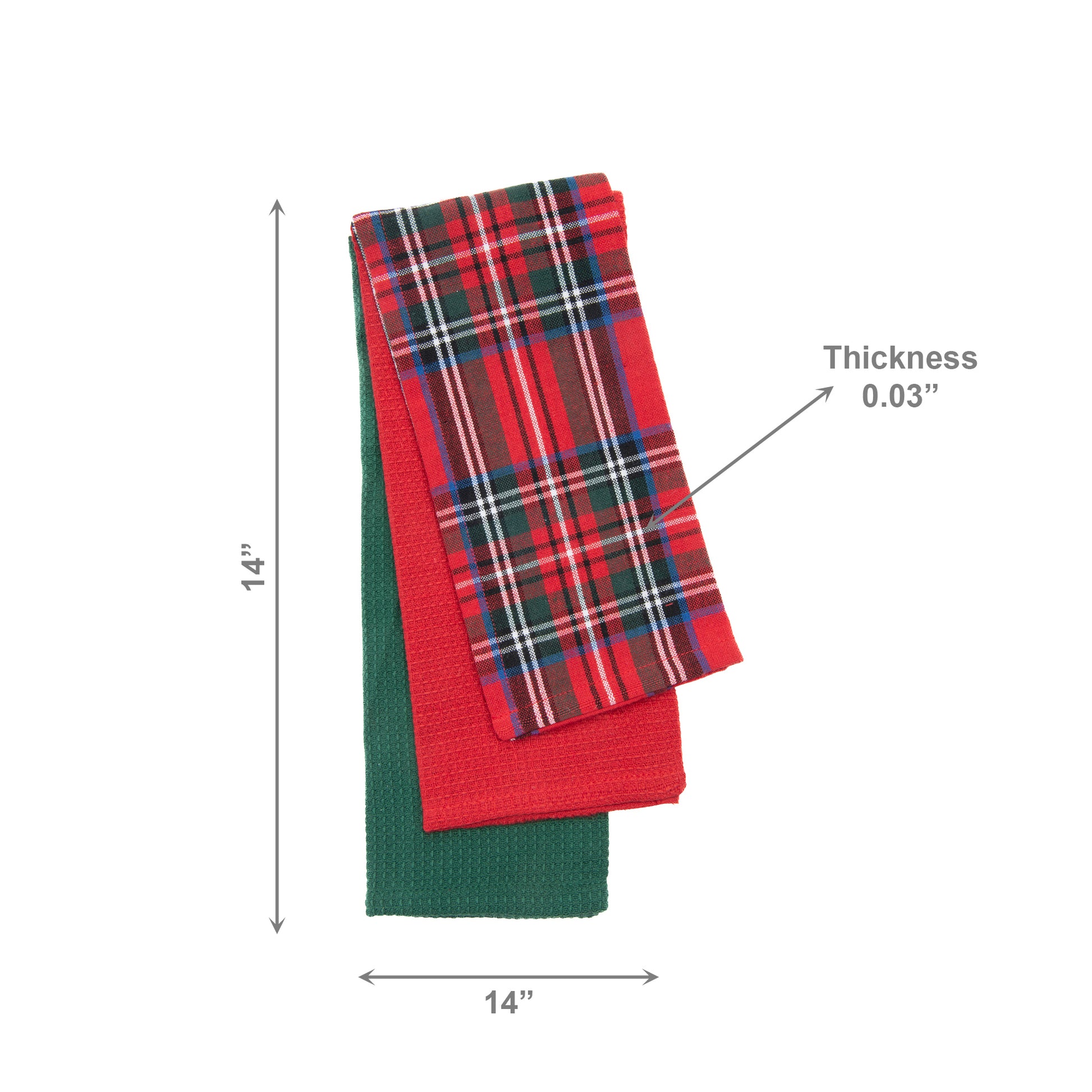 Dish Cloth Set of 3 Piece Classic Tartan, Kitchen Towel, Holiday Decor- Set of 2