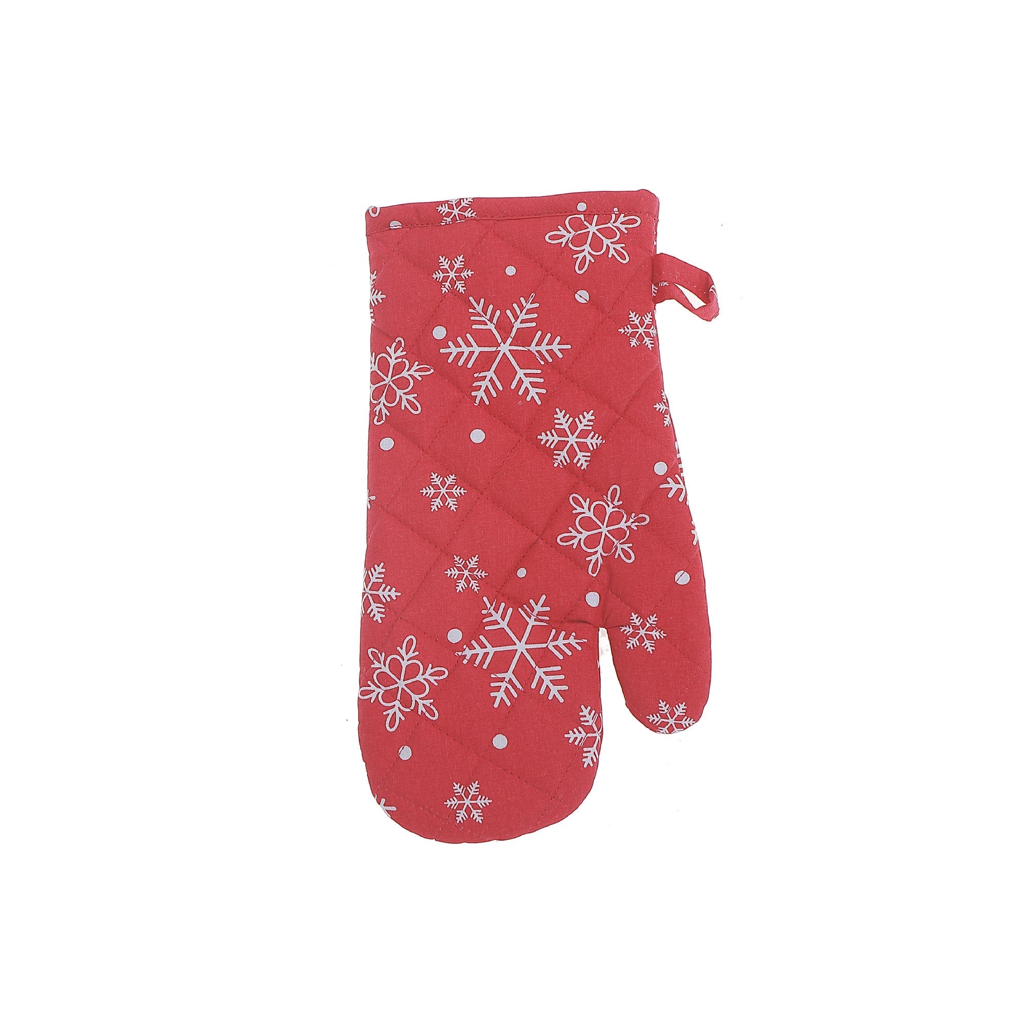 Cotton Oven Mitt Set of 2 Snowflakes – Christmas Kitchen Decor, Holiday Cooking Accessory, Festive Table Accent
