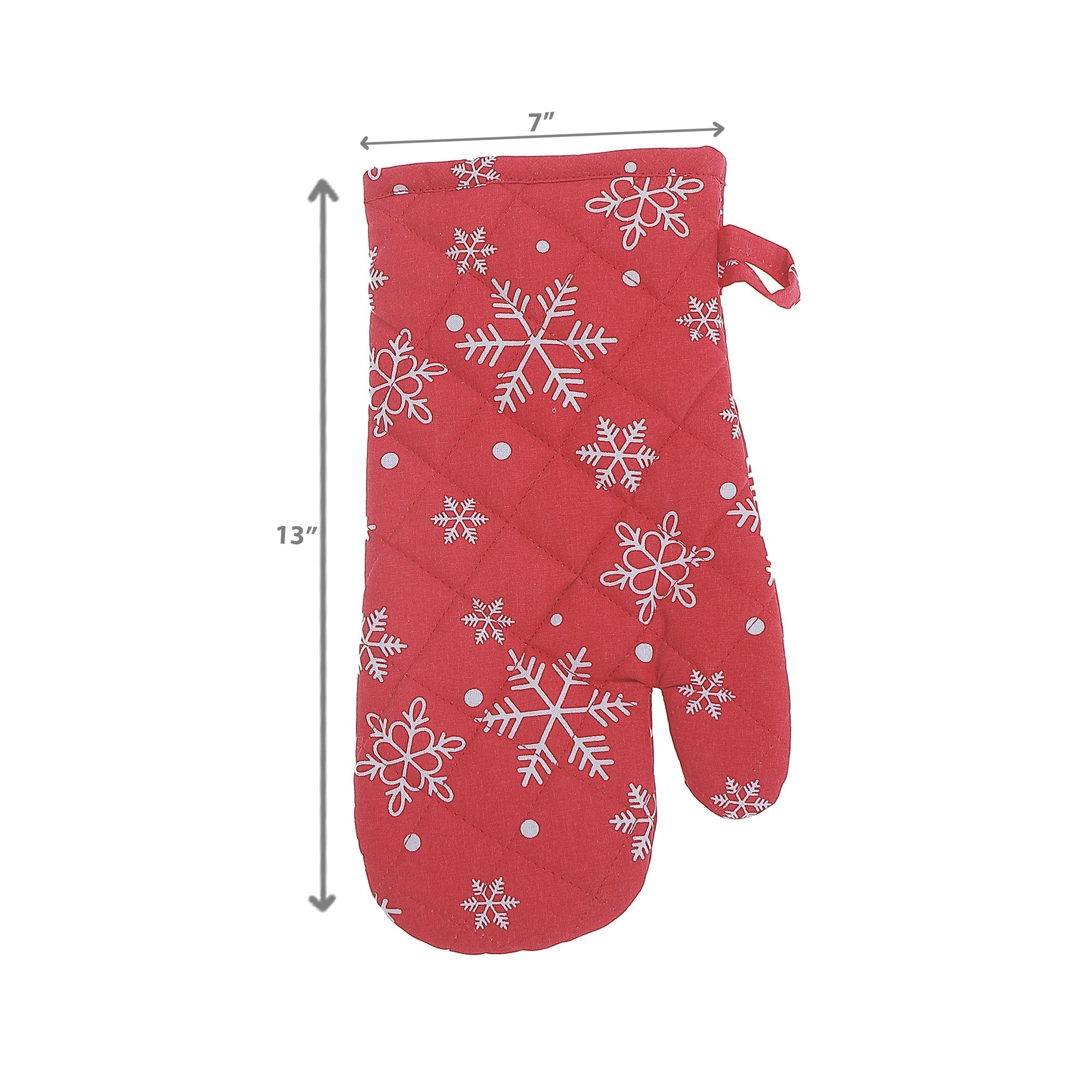 Cotton Oven Mitt Set of 2 Snowflakes – Christmas Kitchen Decor, Holiday Cooking Accessory, Festive Table Accent