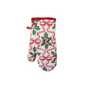 Cotton Oven Mitt Holly & Bows, Christmas, Oven Mitt, Holiday Decor- Set of 2