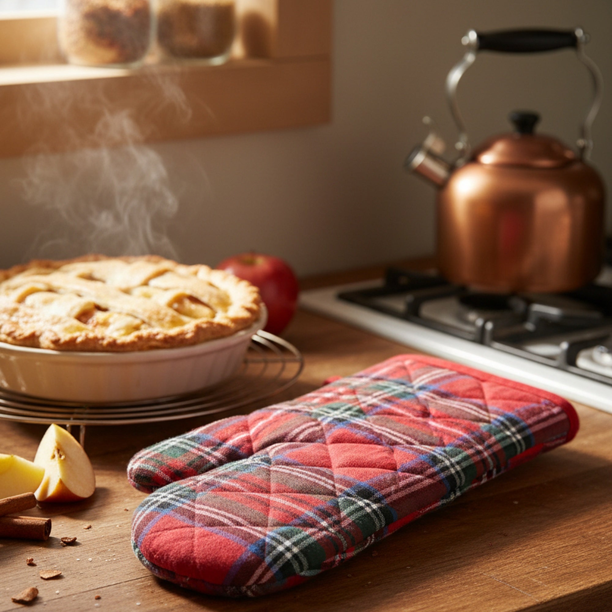 Cotton Oven Mitt Classic Tartan, Oven Mitt, Holiday Decor- Set of 2