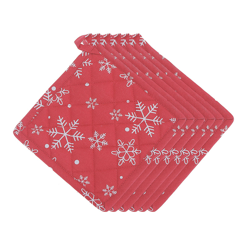 Cotton Pot Holder (Snowflakes) - Set of 6