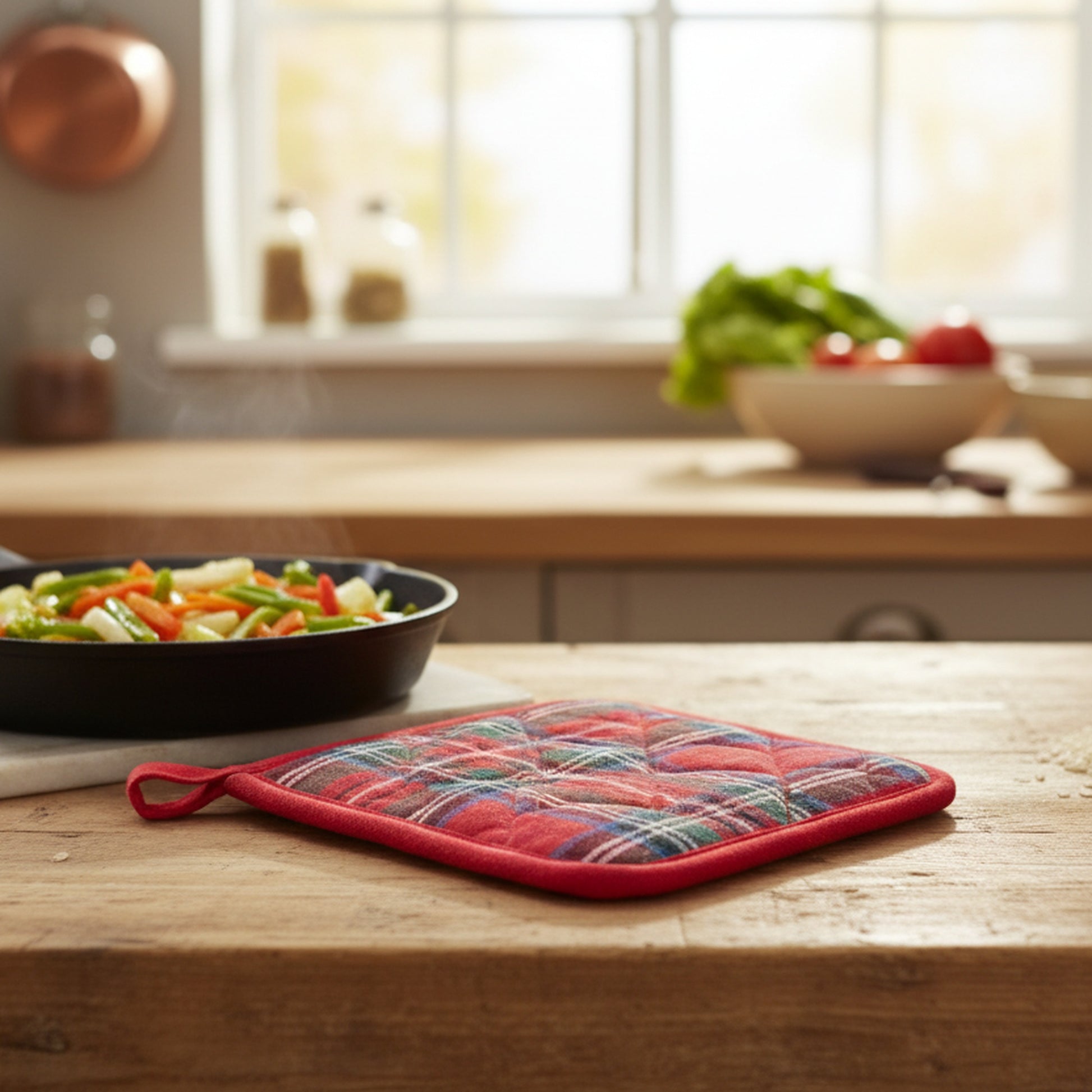 Cotton Pot Holder Classic Tartan, Pot Holder, Holiday Decor- Set of 6