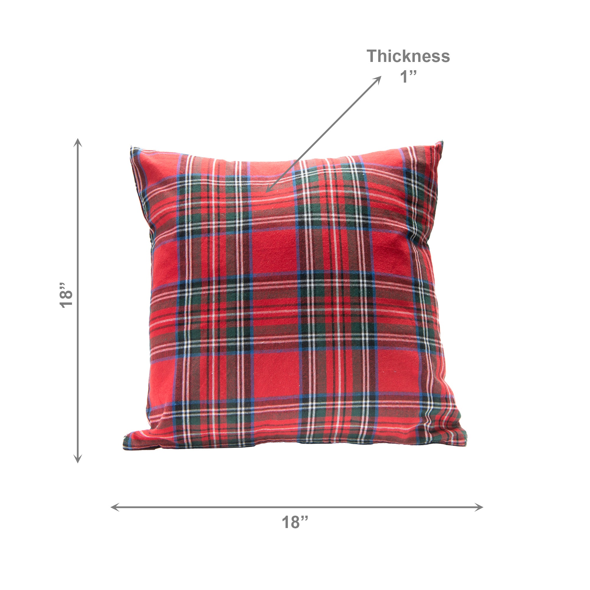Cotton Cushion 18" X 18" Classic Tartan, Throw Pillow, Holiday Decor- Set of 2