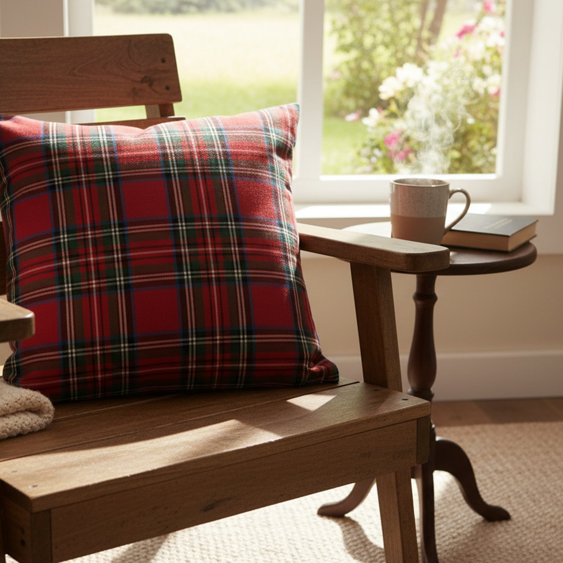 Cotton Cushion 18" X 18" Classic Tartan, Throw Pillow, Holiday Decor- Set of 2