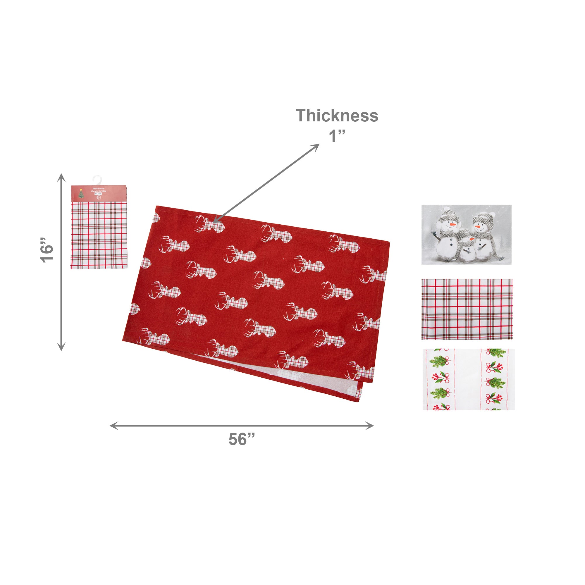 16" X 54" Cotton Table Runner Christmas Assorted, Christmas, Table Runner, Holiday Decor- Set of 2