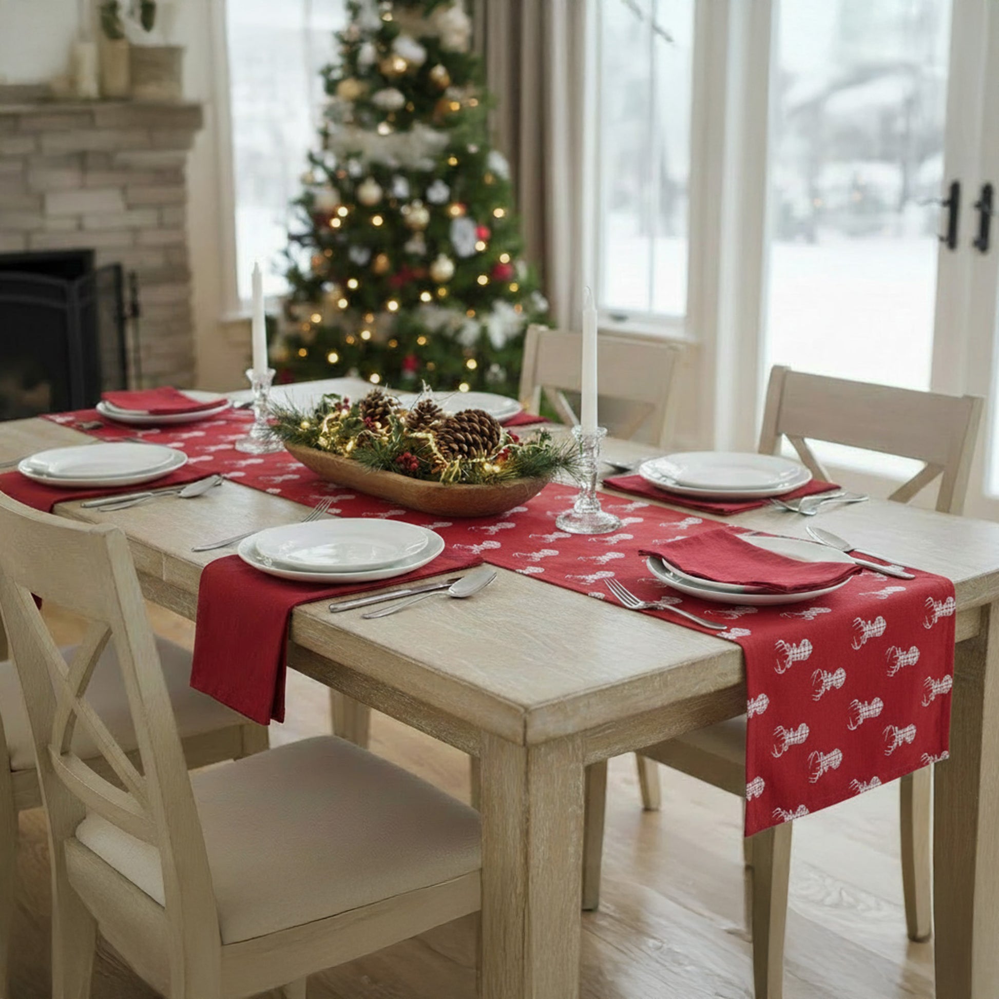 16" X 54" Cotton Table Runner Christmas Assorted, Christmas, Table Runner, Holiday Decor- Set of 2