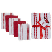 Red Striped Terry Kitchen Towels Absorbent Dish Towels - Pack of 5