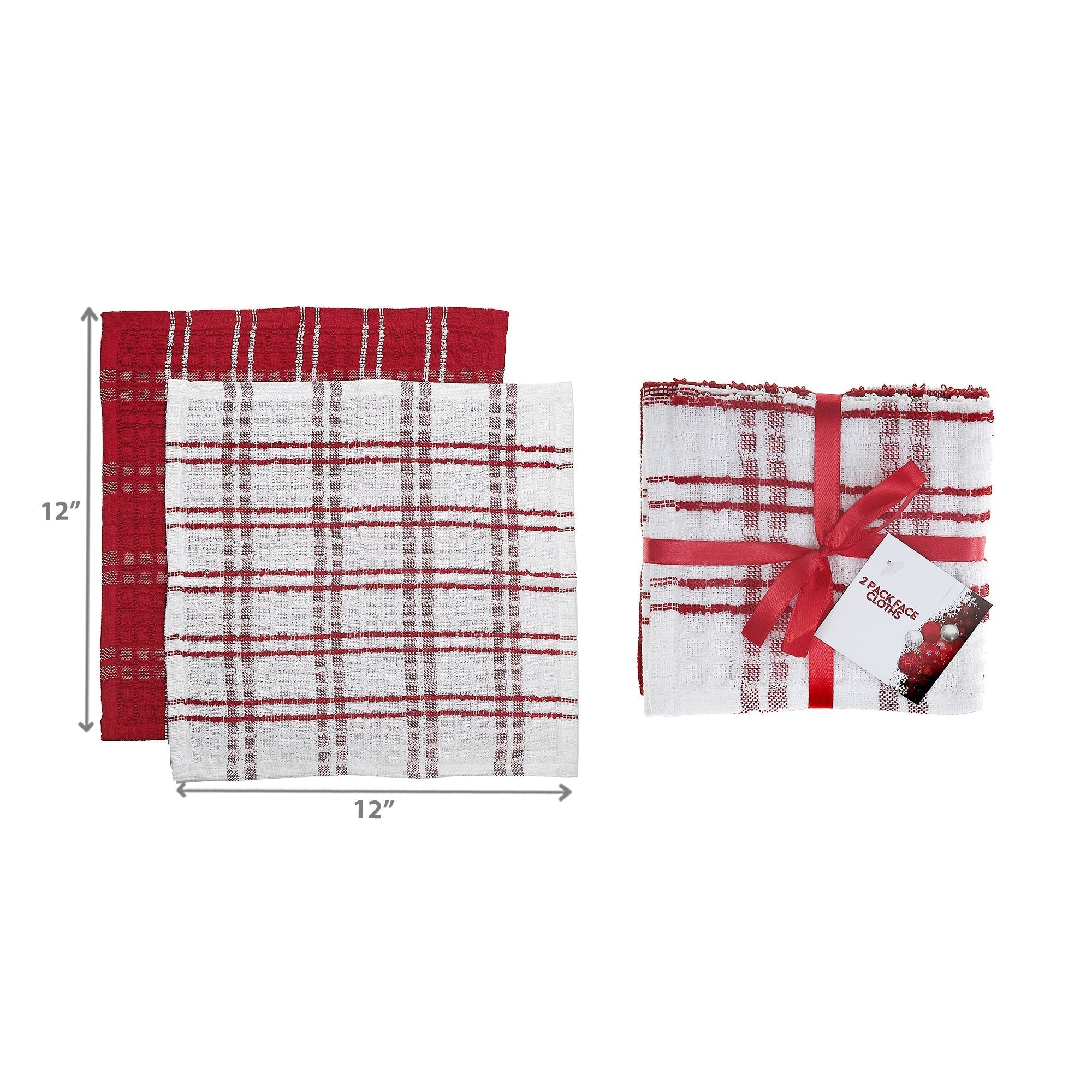 2 Pack Red Checkered Terry Dish Cloths Set of 6 – Christmas Kitchen Linens, Holiday Cooking & Baking Accent, Festive Dish Cloths